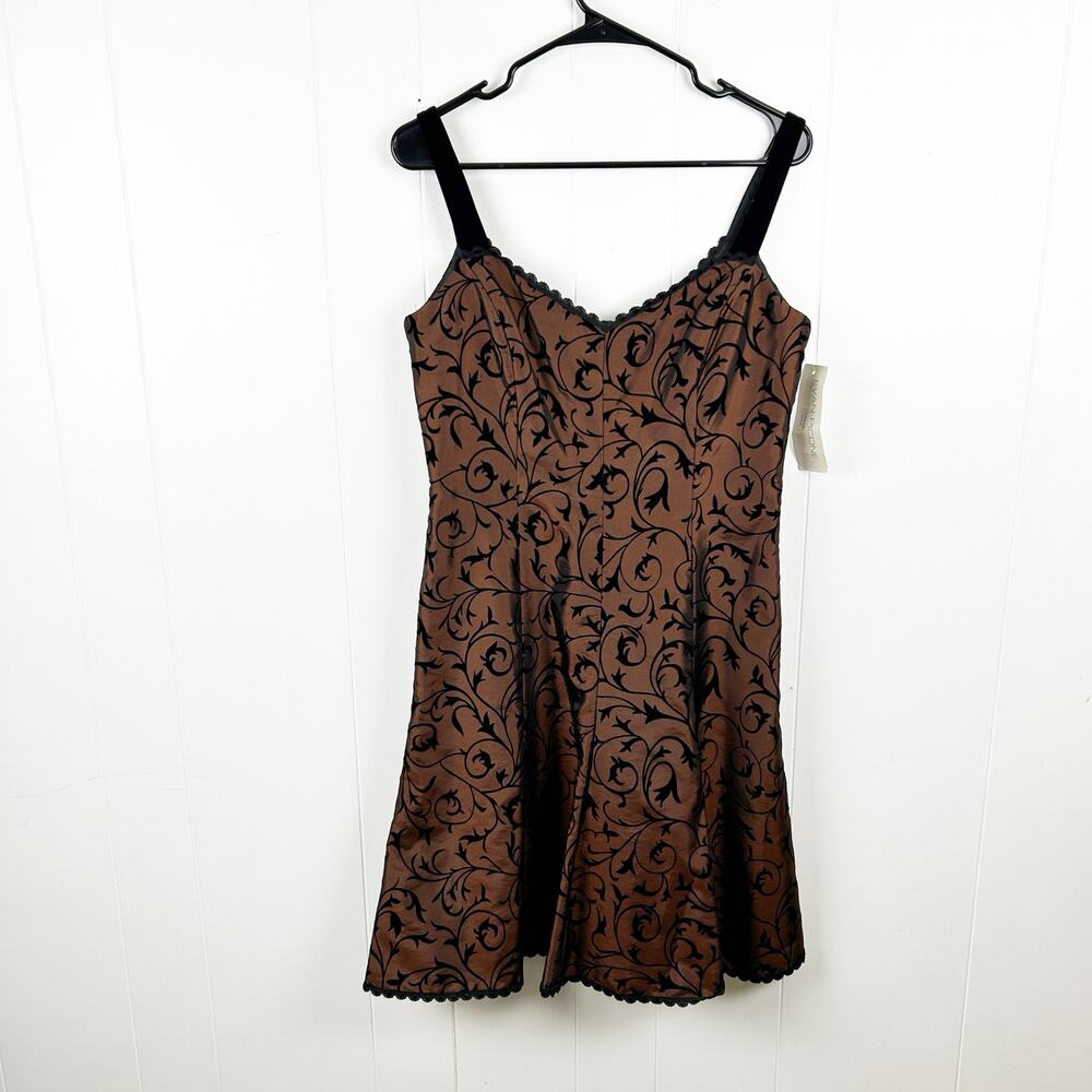 NWT Evan Picone Aspen Chrome & Black Sleeveless Cocktail Dress 8
